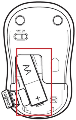 Colocación de la pila del ratón