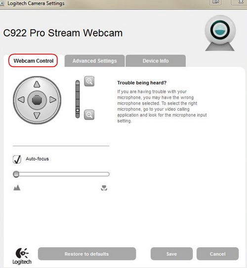 Webcam Control Tab