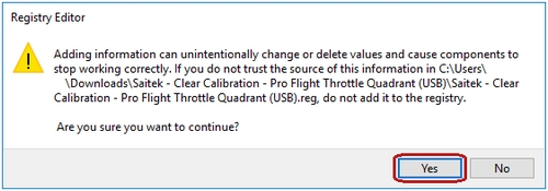 ProFlight Registry Warning